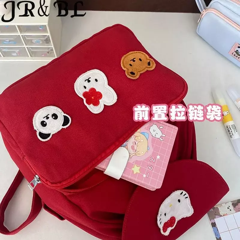 Sanrio tas punggung murid, ransel Panda pelindung tulang belakang imut ringan kartun, tas sekolah murid Hello Kitty