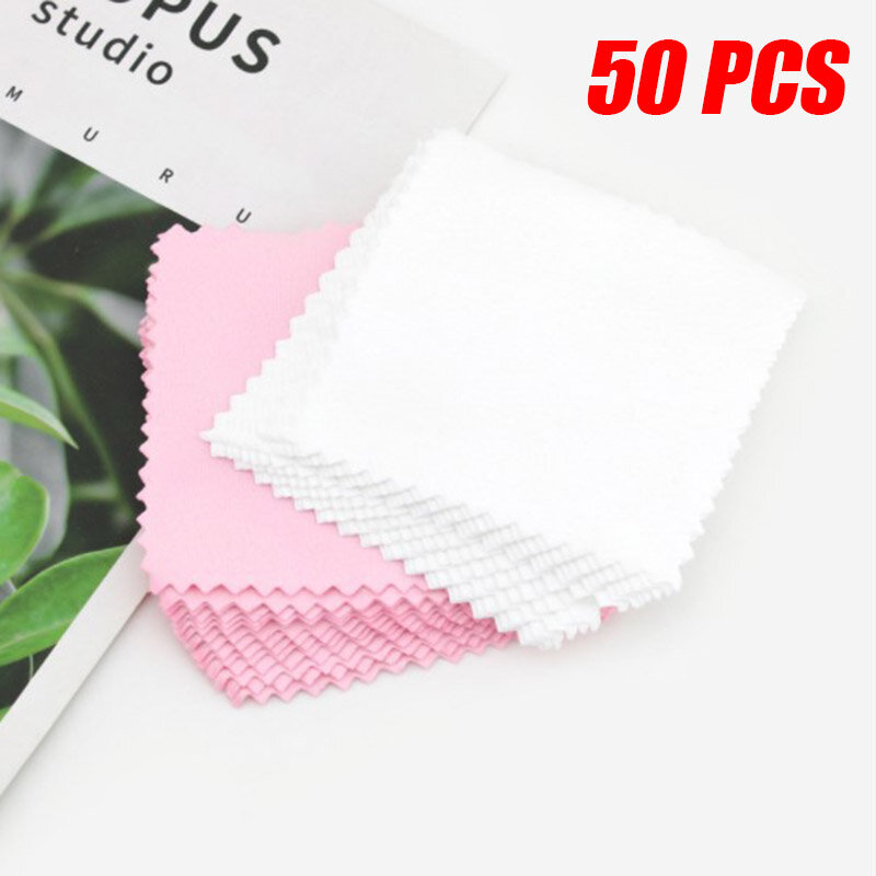 50 PCS Silver Polishing Cloth Cleaner Jewelry Cleaning Cloth Anti-Tarnish Tool