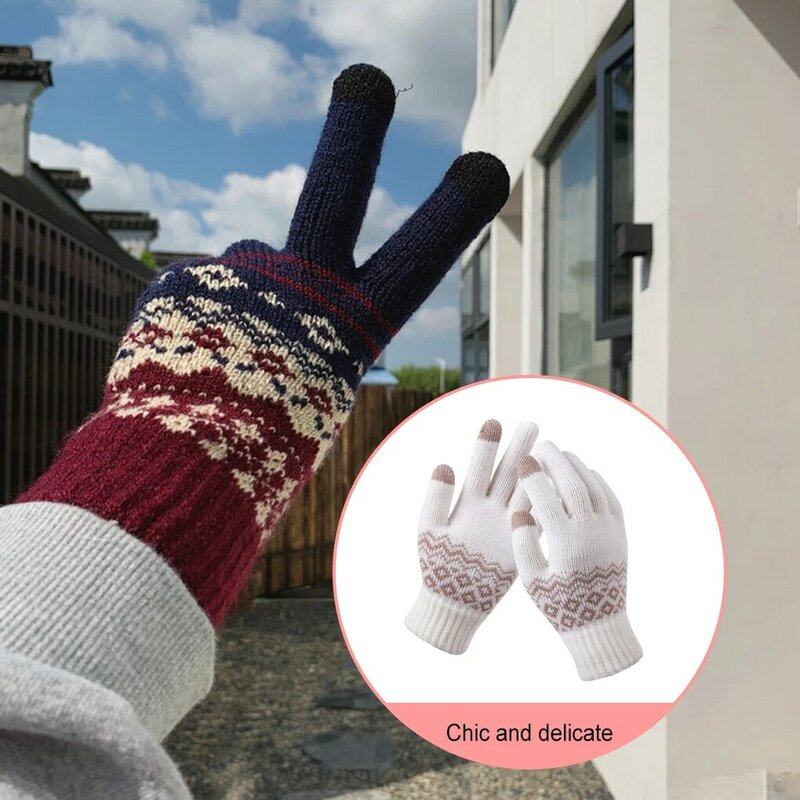 Sarung tangan rajut, sarung tangan rajut layar sentuh luar ruangan hangat gaya sederhana