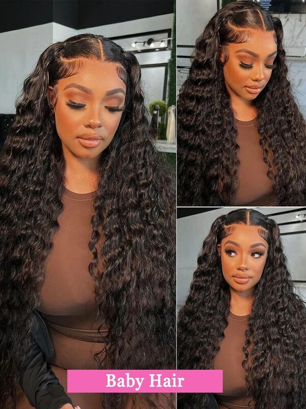 Deep Wave 13x6 Lace Frontal Wig Human Hair Brazilian Curly 360 13x4 HD Lace Front Human Hair Wigs Pre Plucked Glueless Wig