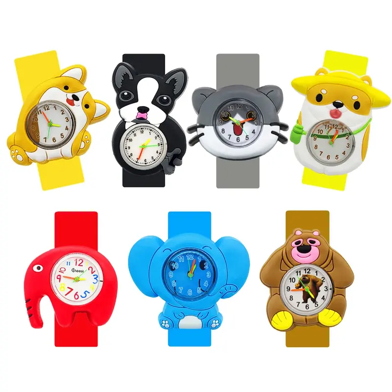 2021 New Kids Watches Baby Analog Toy Children Quartz Electronic Watch Cartoon Elephant Leopard Dog Pattern Child Watches Gift