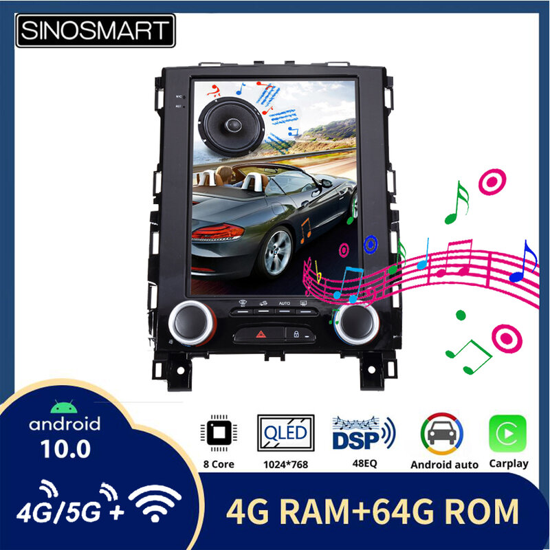 Sinosmart Tesla Style Car GPS Navigation Player for Renault Megane 4 Radio Samsung Qm6 Koleos "SM6" Talisman 2017-2019 IPS/QLED