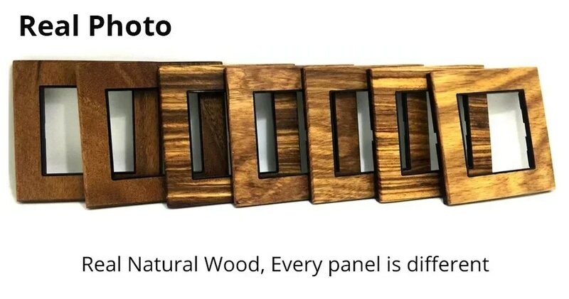 Panel de madera Real de 86x86mm, 1 Banda, 1 entrada, 2 vías, botón basculante de encendido y apagado, Interruptor de luz de pared con LED 110V-240V, caja de la UE