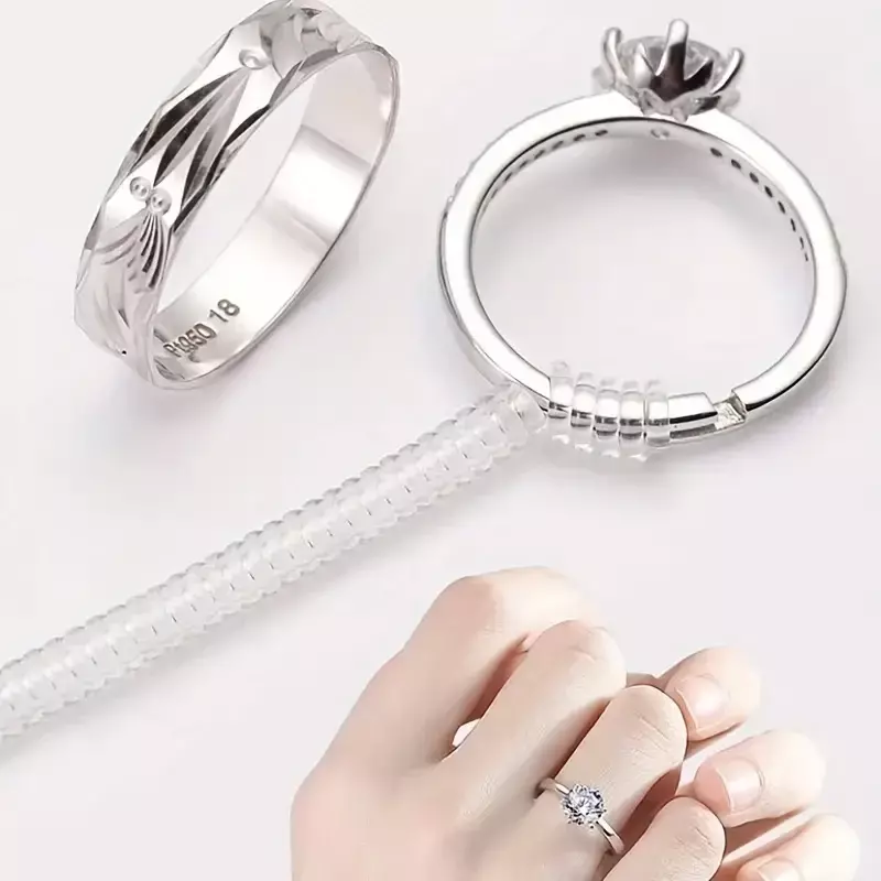 1/4pcs strumenti di riduzione delle dimensioni dell'anello anelli a molla a spirale regolare il tenditore trasparente invisibile strumento di ridimensionamento protezione dei gioielli