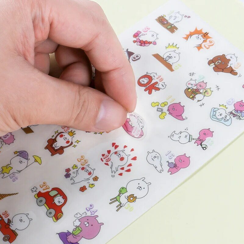 6 buah/lot stiker Pvc transparan kartun tahan air stiker dekorasi buku harian catatan tangan DIY stiker cangkir ponsel Kawaii