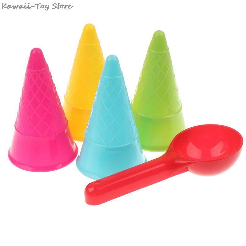 5 Pcs/lot Cute Ice Cream Cone Scoop Sets Beach Toys Sand Toy For Kids Children Educational Montessori Summer Play Set Game Gift