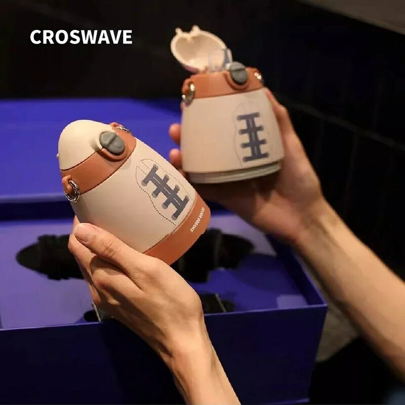 CROSWAVE-Tasse isotherme de rugby en acier inoxydable, bouteille d'eau créative pour le camping, les sports, les paires, les cadeaux d'extérieur