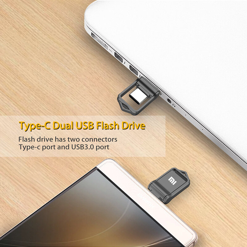 Xiaomi 2TB USB Flash Drive Usb 3.0, kecepatan tinggi 512GB antarmuka tipe-c penggunaan ganda untuk ponsel komputer Flash logam stik memori