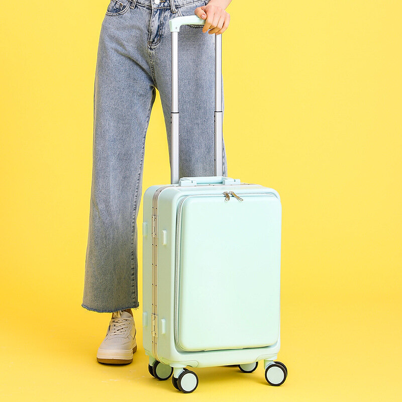 女性用アルミニウムフレーム付きスーツケース,学生用ラゲッジケース,ユニバーサルホイール,20インチ