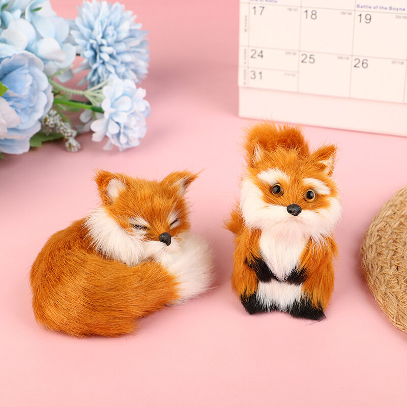 Kawaii Little Fox Ornamento Infantil Simulação Animal, Boneca de Pelúcia, Presente Pequeno, Adereços de Fotografia, Presente de Aniversário