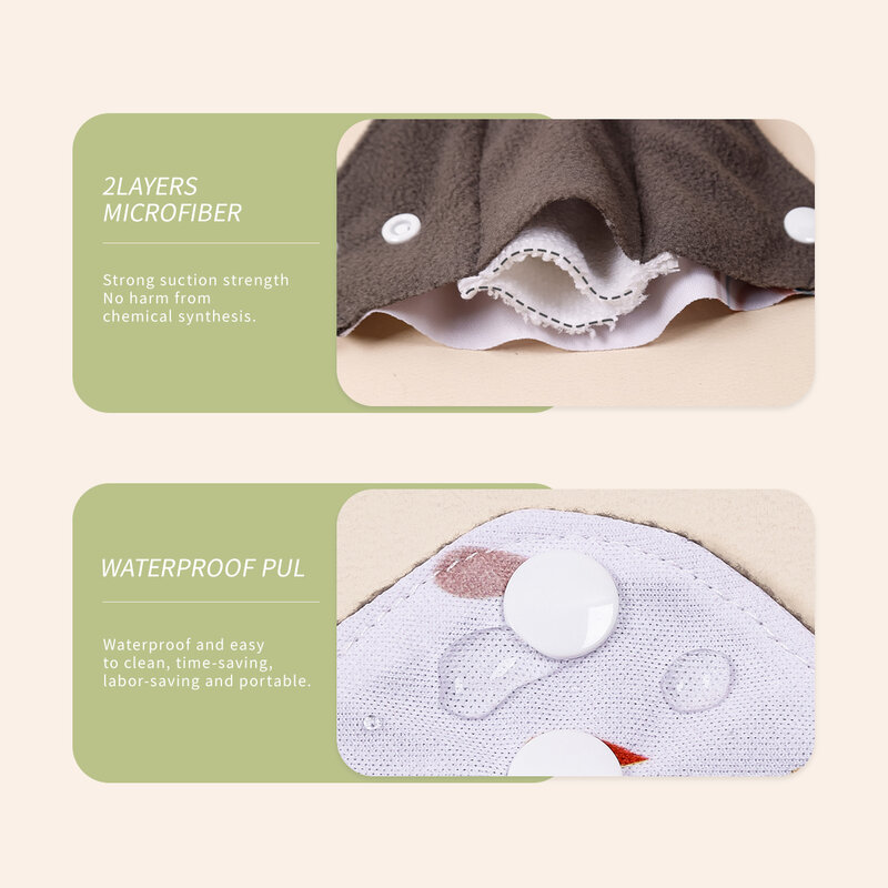 Almohadillas menstruales de carbón de bambú absorbentes, almohadillas sanitarias lavables y reutilizables, impermeables, tamaño L, Color aleatorio, 10 unids/set