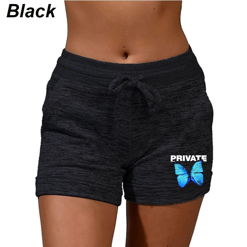 Pantalones deportivos de verano para mujer, pantalón corto informal de cintura alta con cordón y estampado de mariposa, para correr y Yoga