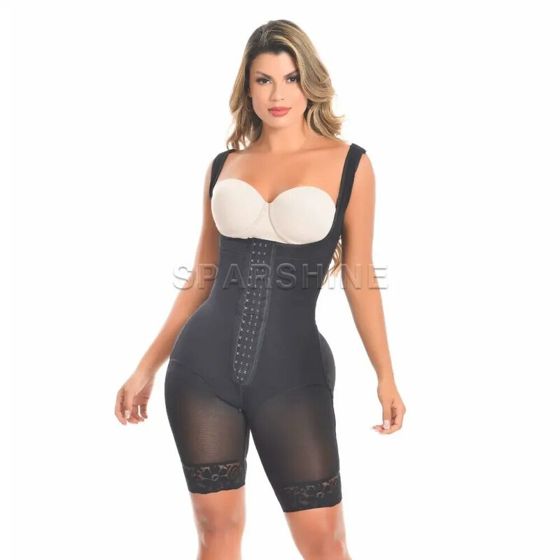 Fajas Colombianas Compression Garment With Thin Straps Hook Closure Waist Slimming Flat Belly Butt Lifter Shapewear