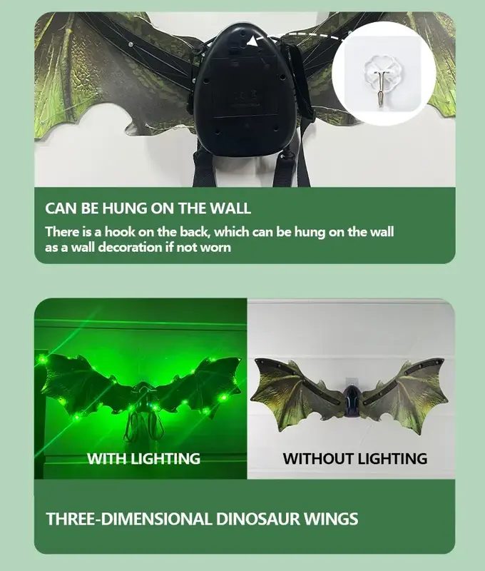 子供のための電気マッピングトンボの翼、面白い蝶の翼、子供のためのバイオニックトイ、男の子と女の子のためのハロウィーンの音楽照明恐竜の翼