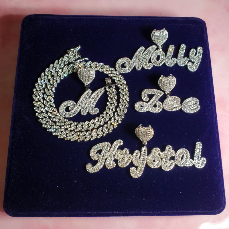 Icy Heart Bail-collar con colgante de nombre y letra cursiva personalizado, accesorios de moda, regalo personalizado para ella, joya para mujer