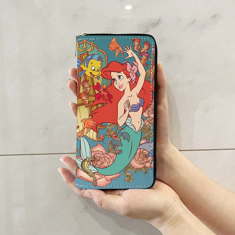 Disney Prinzessin Schönheit Tier Anime Aktentaschen Brieftasche Cartoon Reiß verschluss Münz tasche lässig Geldbörsen Karte Lagerung Handtasche Unisex Geschenk