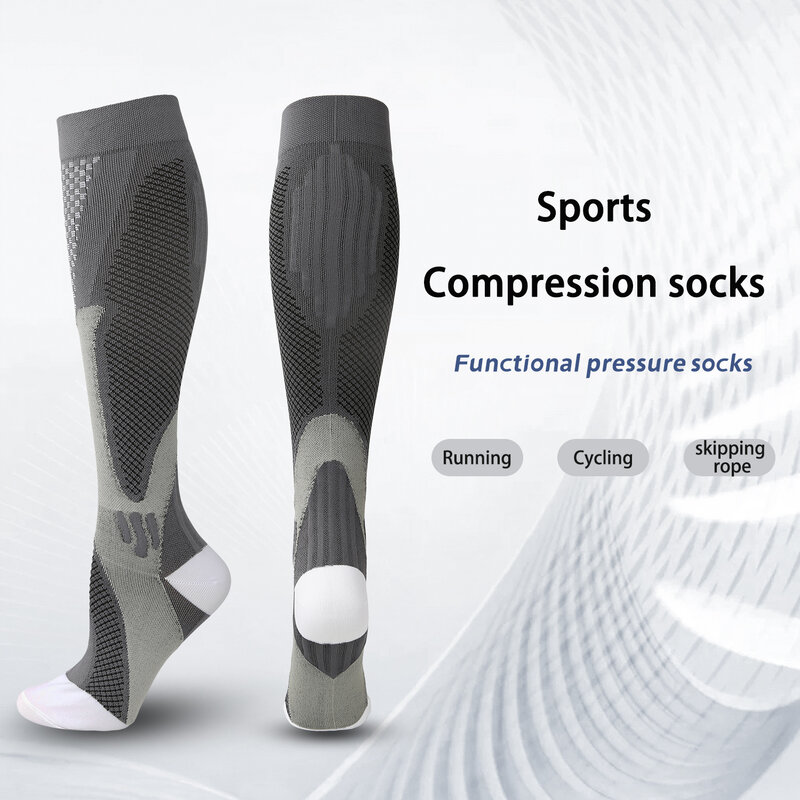 Meias de pressão de nylon para homens e mulheres, meias de ciclismo, meias de compressão ao ar livre, meias de futebol