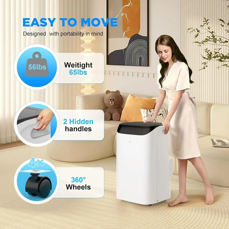 14000 BTU Portable Air Conditioners, 3-IN-1 Cooling Portable AC Unit LED Display w/Fan & Dehumidifier Function ,Living Room