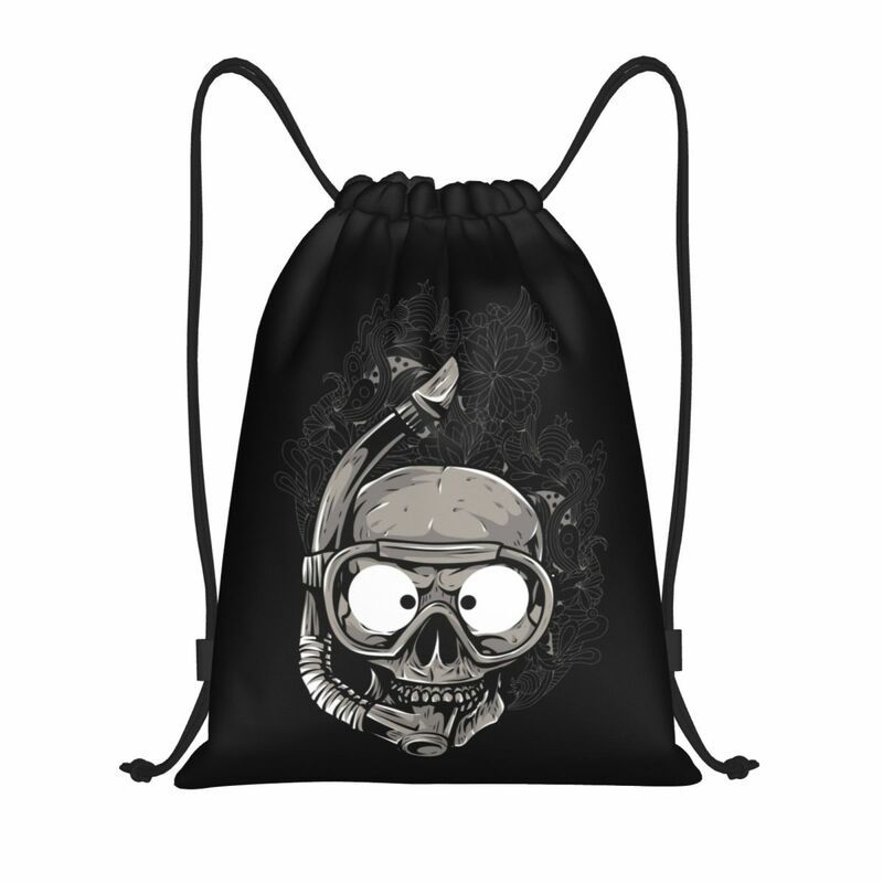 Mochila Custom Scuba Skull Dive Diver Drawstring, Sport Gym Sackpack, Foldable Shopping Bag, mulheres e homens