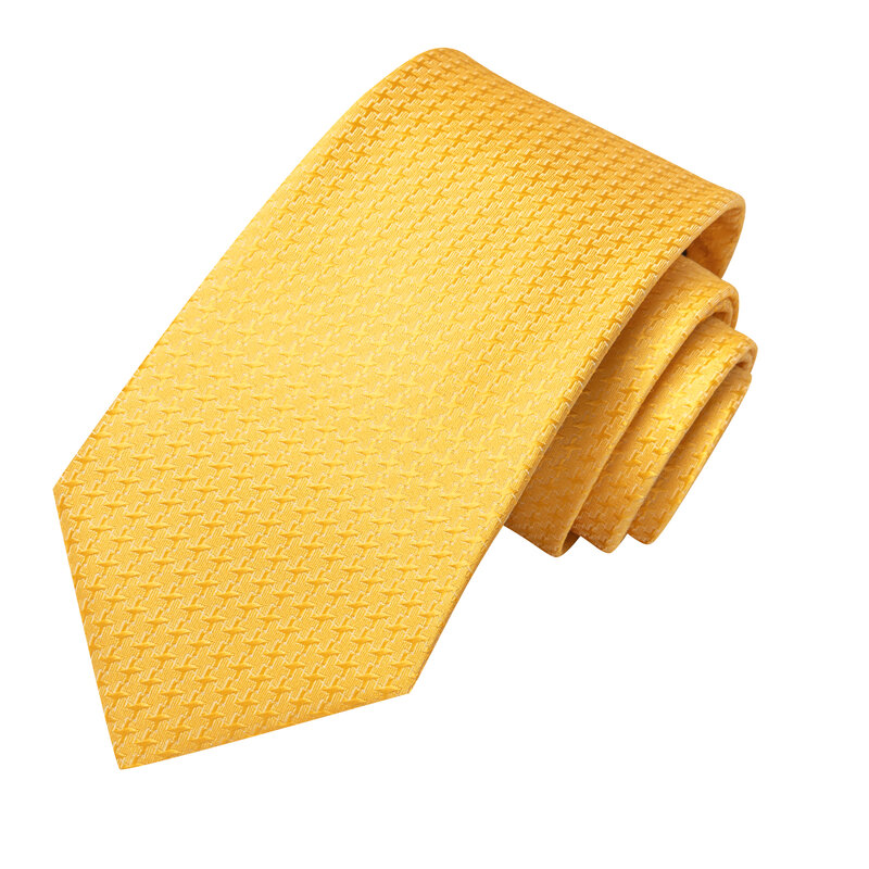 Hi-Tie Novelty Designer Yellow Jacquard Necktie para homens, acessório elegante para casamento, festa de negócios, Hanky Cufflink, atacado