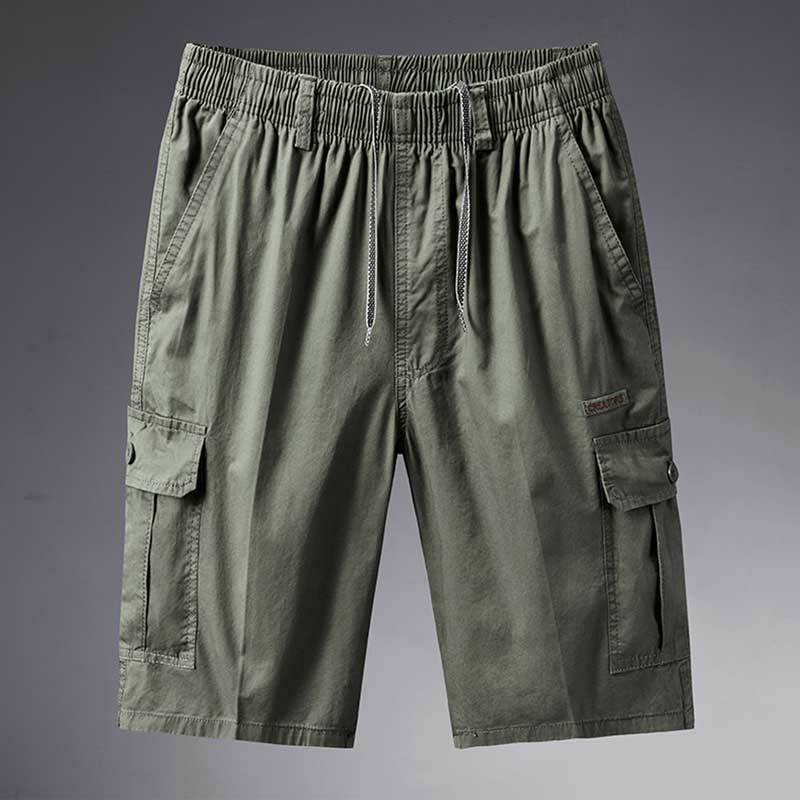 Pantalones cortos de algodón puro para hombre, pantalón holgado, informal, varios bolsillos, deportes al aire libre, playa, Verano
