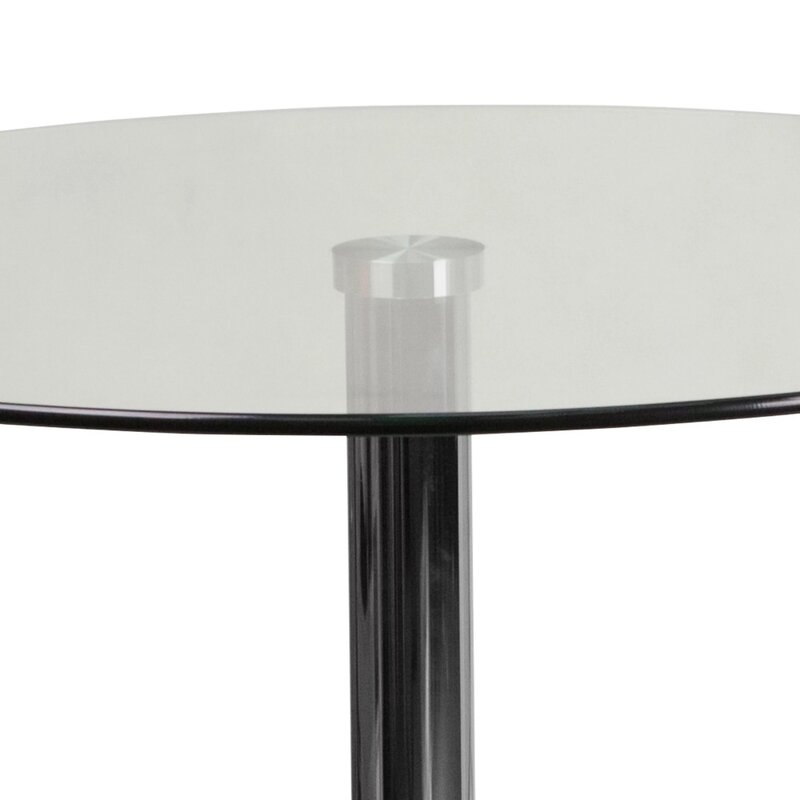 Mesa redonda de cristal de 23,5 pulgadas con Base cromada de 35,5 pulgadas, mesa para bar