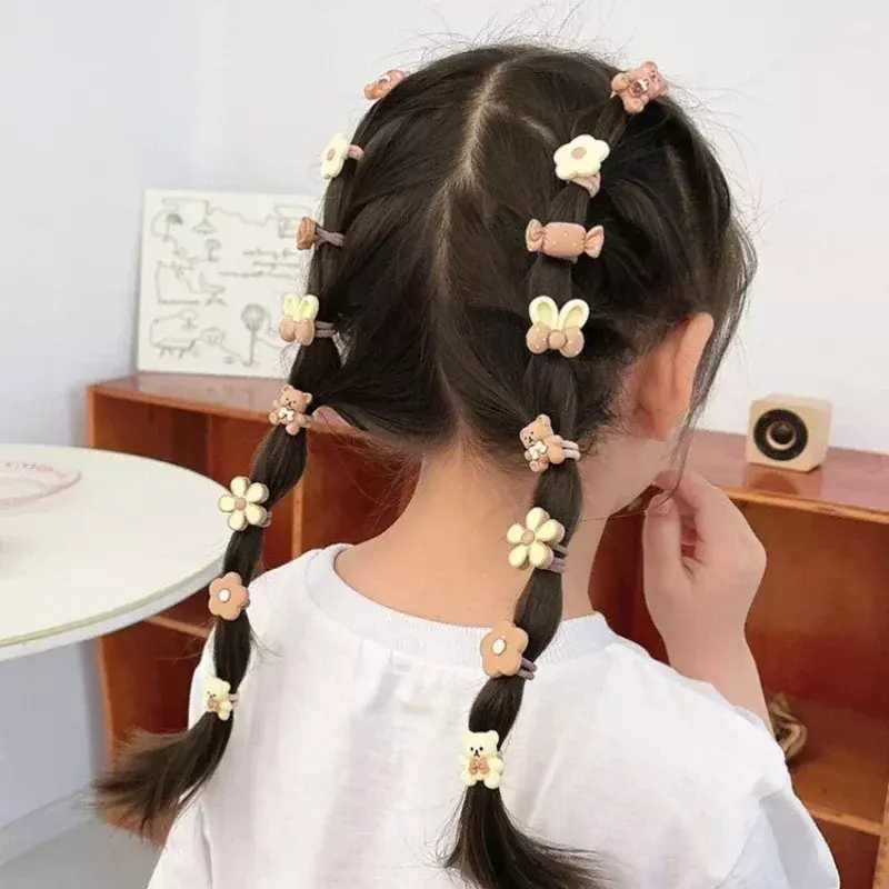 Aksesori rambut anak perempuan pita Bandeau Cheveux Scrunchies elastis Fille Korea karet pita udara coklat hadiah anak-anak