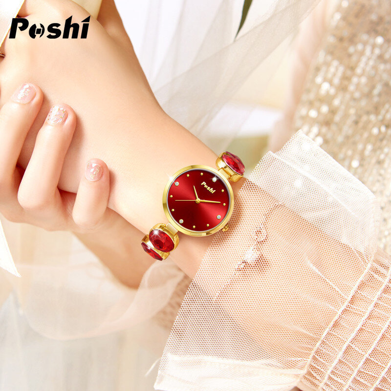 Fashion Versatile Ladies Red Rose Gold Quartz Watch 30M Waterproof Small Dial Women Bracelet Girl Clock Relogio
