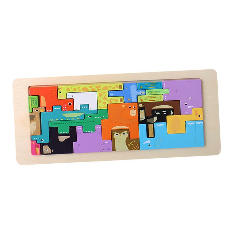 Wood Jigsaw Puzzles Toys Colorful Educational Preschool for Ages 3 4 5 6