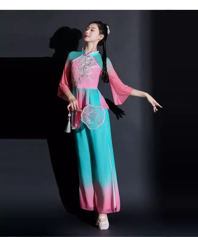 女性のための中国のクラシックダンスコスチューム、ダンスの服、春と夏、yanggeのパフォーマンス