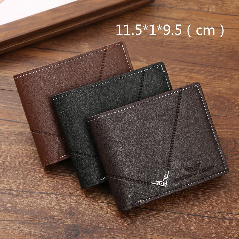 Nowy męski portfel na monety ze skóry PU Luksusowa marka Projektant Slim Krótka minimalistyczna portmonetka Męski cienki portfel składany na trzy części dla mężczyzn
