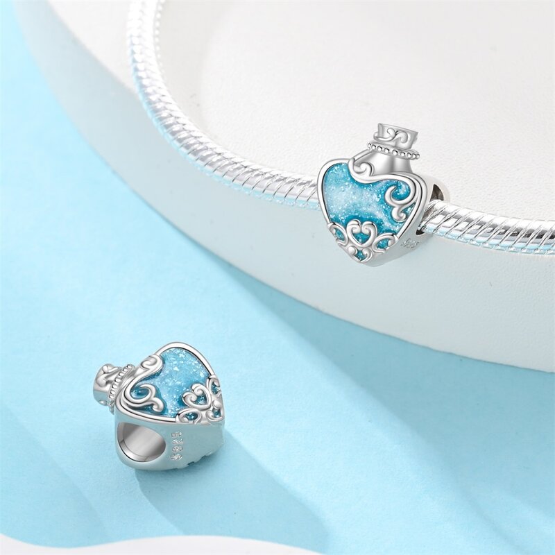 Fashionable 925 Sterling Silver Blue Love Tengman Energy Bottle Charm Fit Pandora Bracelet Women's Daily Jewelry Accessories