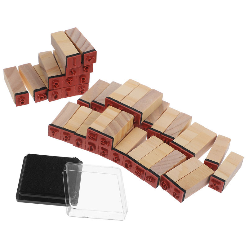 Sellos de madera para manualidades, juego de sellos decorativos del alfabeto, multifunción, Vintage, 40 piezas