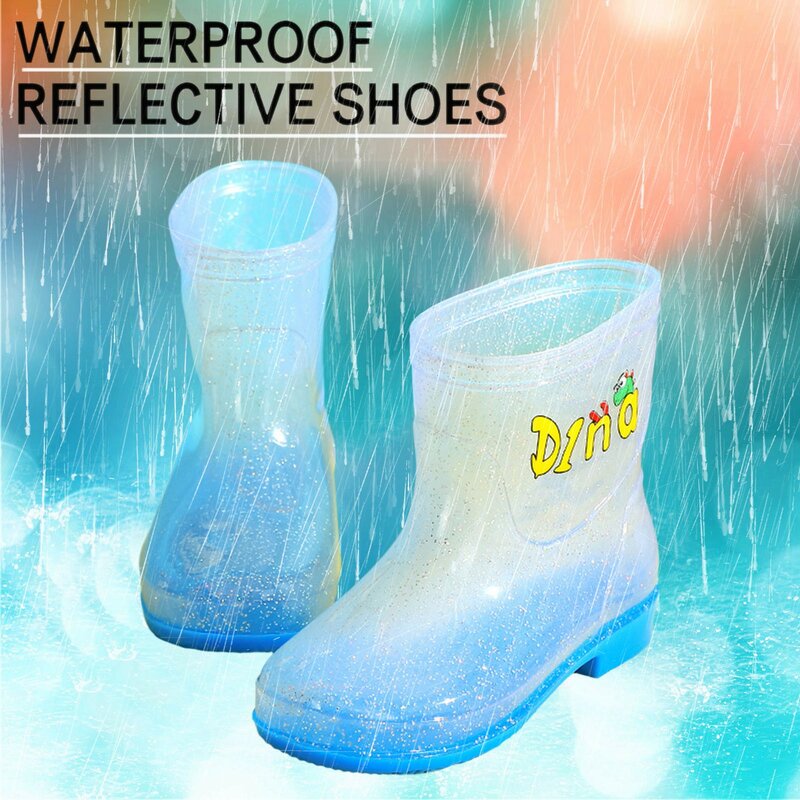 Non-Slip Rubber Kids Rain Boots Lovely Cartoon Baby Boys Girls Water Shoes Waterproof Four Seasons Shoes Children Rainboots