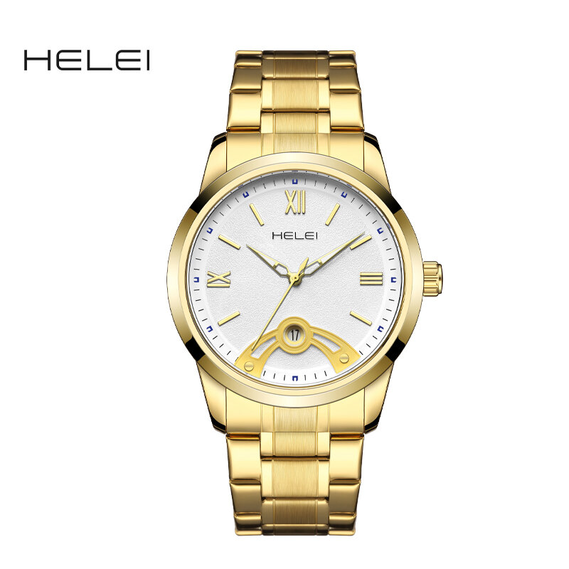 HELEI-Montre à quartz décontractée avec bracelet lumineux pour homme, montre-bracelet de sport, date, nouvelle mode