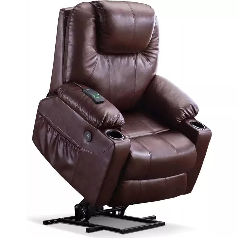 Elektryczny fotel rozkładany MCombo z masażem i ogrzewaniem dla osób starszych, 3 pozycje, 2 boczne kieszenie i uchwyty na kubki,