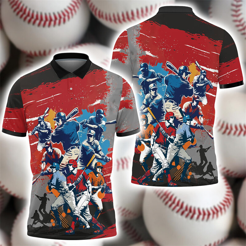 Polo con estampado 3D de Club de béisbol para hombre, ropa de moda, Camiseta deportiva de bola, camiseta informal para niño, camiseta de manga corta