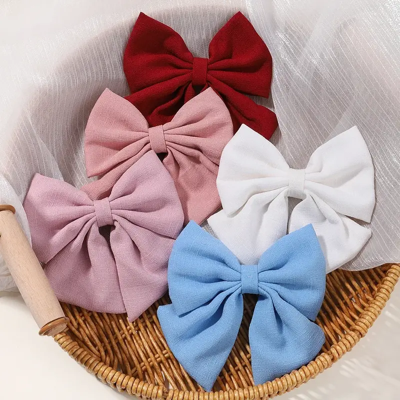 4.3Inch Solid Hair Bows Boutique Hair Clip for Girls Hairgrips New Headwear Baby Hair Accessories For Hair Gift Baby Hair Clips