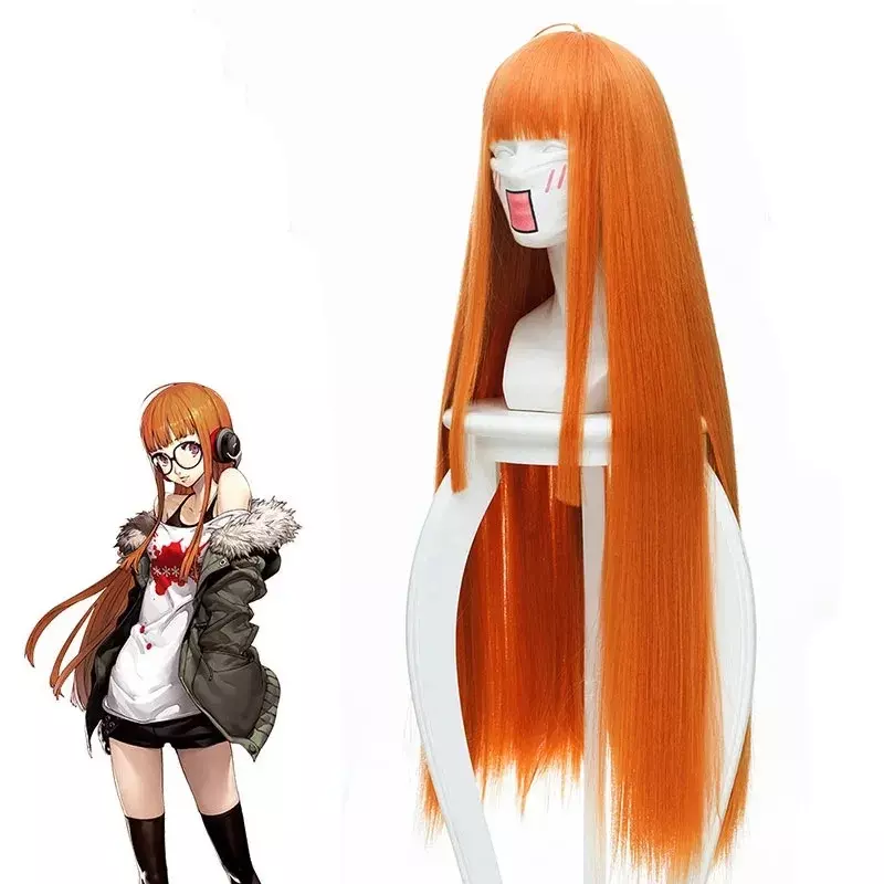 Anime Persona 5 Futaba Sakura Wig Cosplay Costume Women Long Synthetic Hair Halloween Party Role Play Wigs