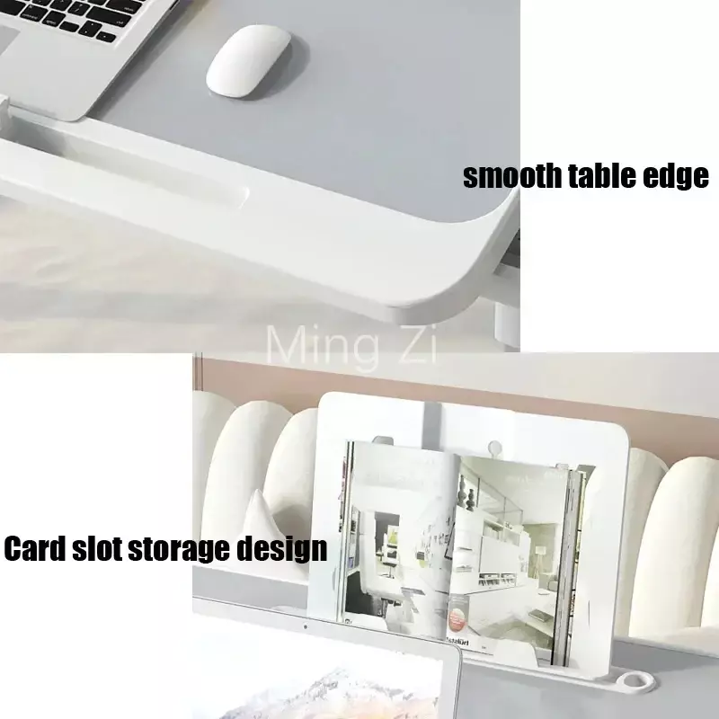 Mesa dobrável para laptop com luz Mesa de cama elevável Mesa de suporte ajustável Mesa de jogos com gaveta, Home Workstation