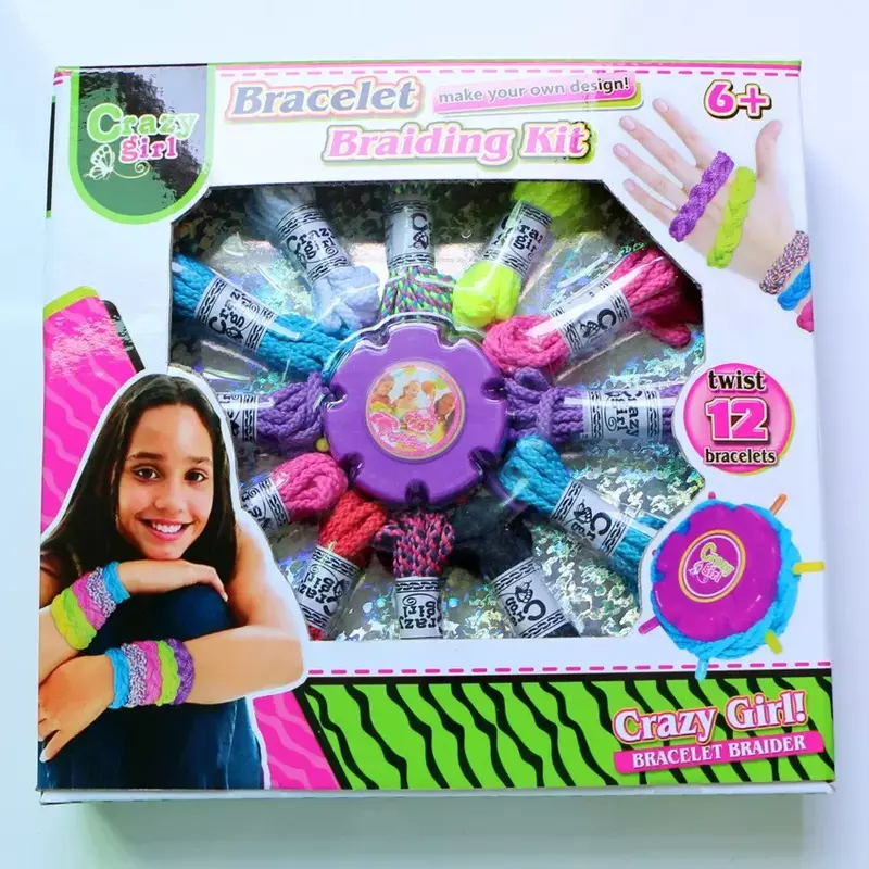 Kit de trenzado de cuerda de arcoíris para niñas, 12 pulseras de juguete, máquina de tejer, juguete de aprendizaje, regalo divertido