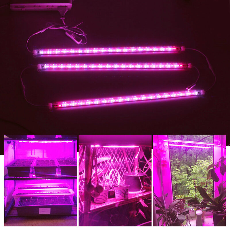Full Spectrum LED Grow Light Bar, Phytolamp, 90LEDs, Tubo Crescente, Plantas, Estufa, Tenda, Mudas, 110V, 220V, 12W