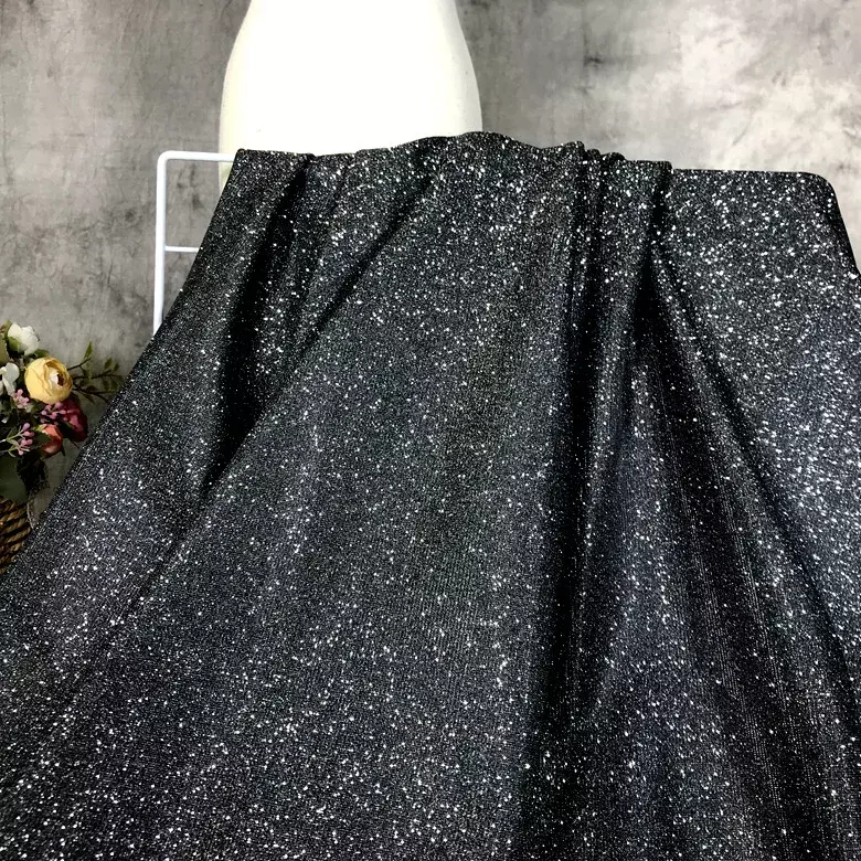 Elastic Knitted Fabric Glitter Sequins By The Meter for Dresses Diy Sewing Soft Drape Fashion Designer Textile Summer Decorative
