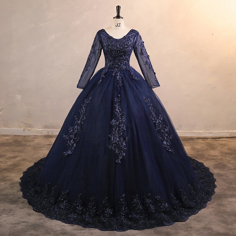Ashley Gloria Langarm Vestidos Luxus Quince anera Kleider klassisches Party kleid echtes Foto Abschluss ball Kleid 2024 neu