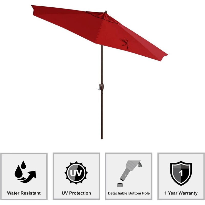Bronze Pole Beach Umbrellas for Garden and Terrace Auto Tilt Parasol Umbrella & Bases Patio 9' Round Aluminum Freight free