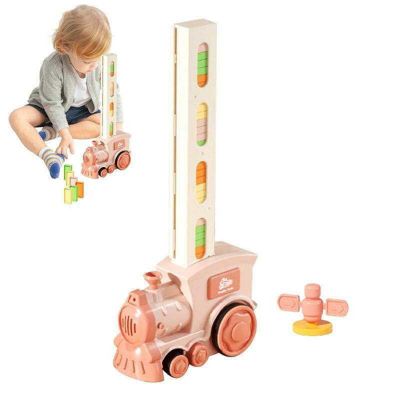 Electric Domino Train Car Set para Crianças, Som e Luz, Colocação Automática, Dominoes Brick, Blocks Game, Brinquedo Educativo, Presente de Natal