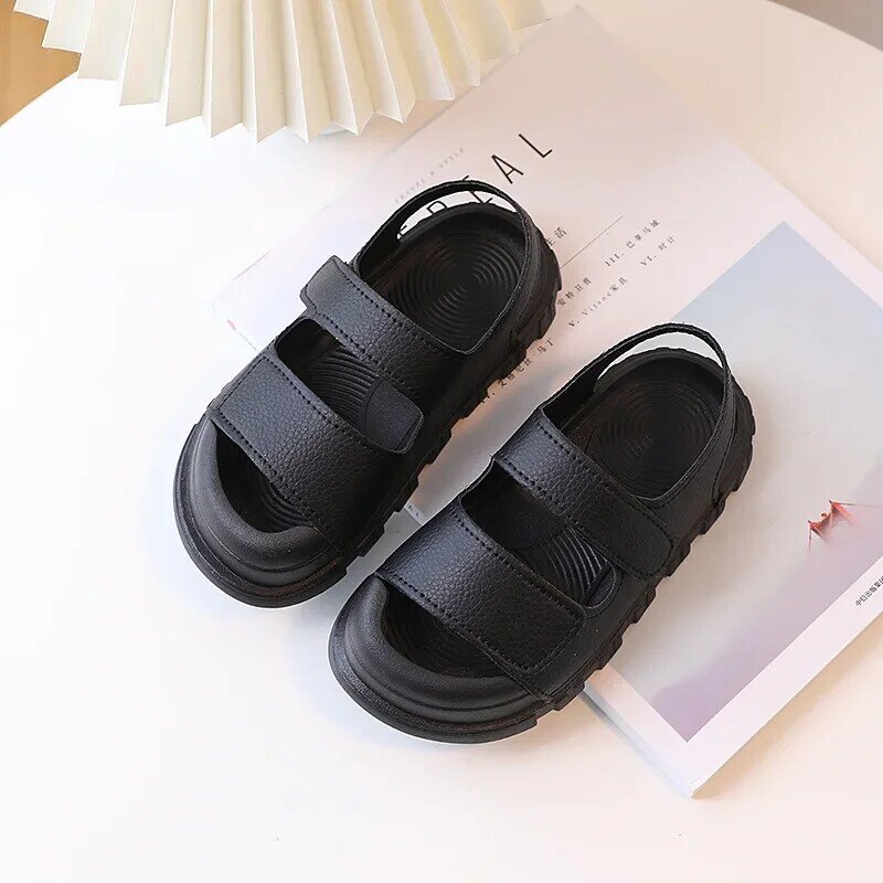 Children Sports Solid Color All Matching Comfortable Sandals 2024 Summer New Soft Soled Student Casual Shoes Simple Beach Shoes