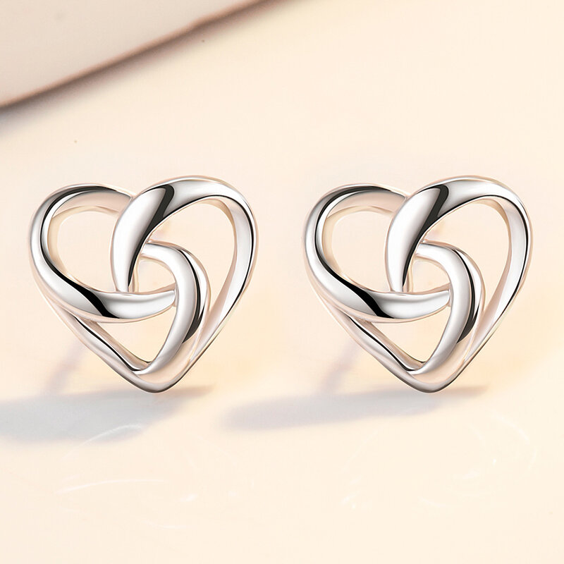 925 Sterling Silver Love Heart Stud Earrings For Women Luxury Designer Jewelry Best Selling Offers With