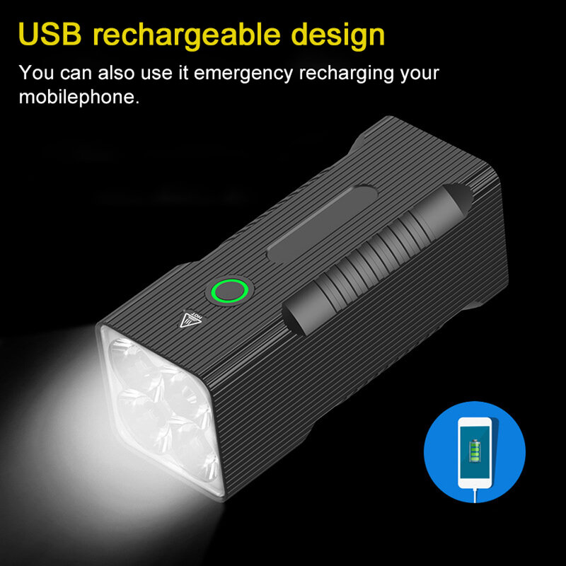 8000LM Bike Light front USB Rechargeable 12800mAh Bike Headlight 4P90 LED Super Bright Flashlight Front Lights Back Rear