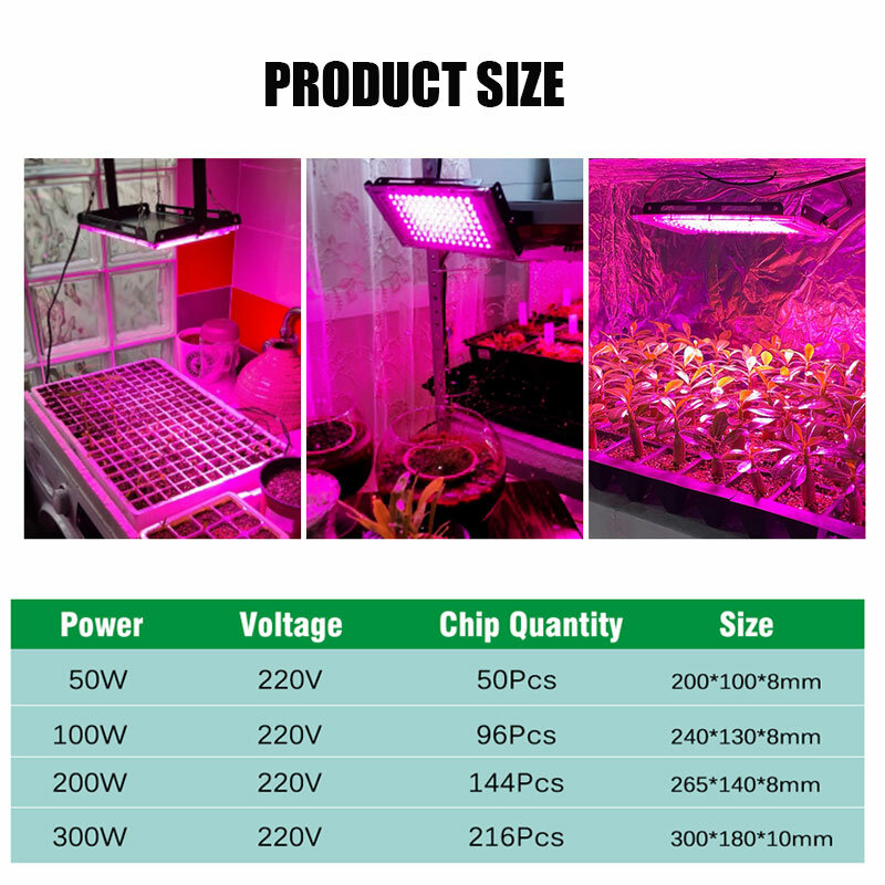 Lámpara Led de espectro completo para cultivo en interiores, 50W, 100W, 200W, 300W, luz hidropónica Phyto Veg Flower Phytolamp